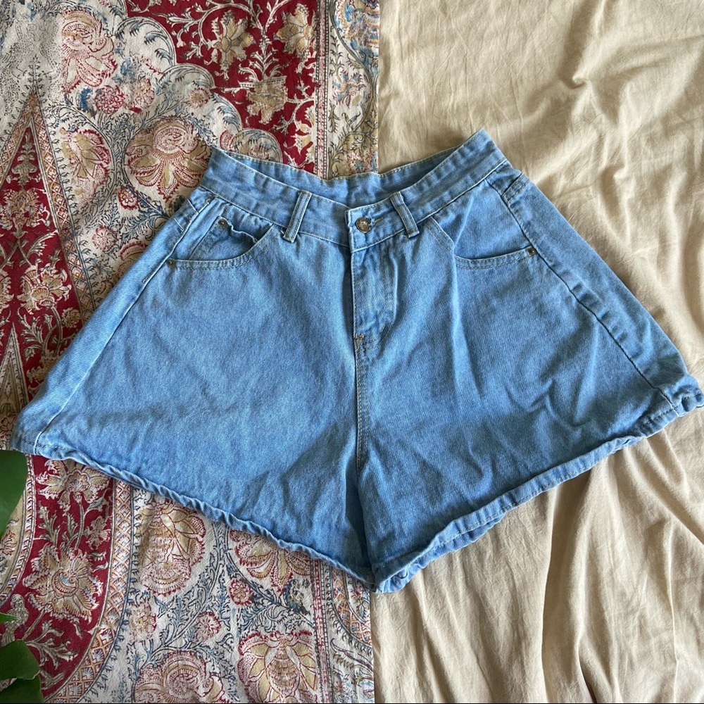 Wide leg denim shorts